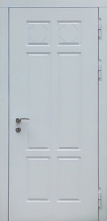 Входная термодверь с белыми панелями МДФ (покраска RAL)